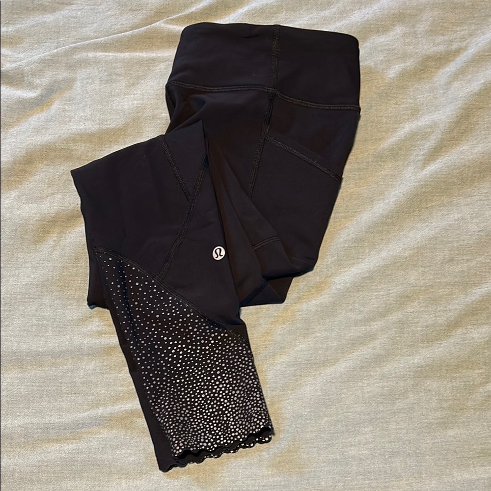 lululemon athletica Black Leggings with Silver Accents